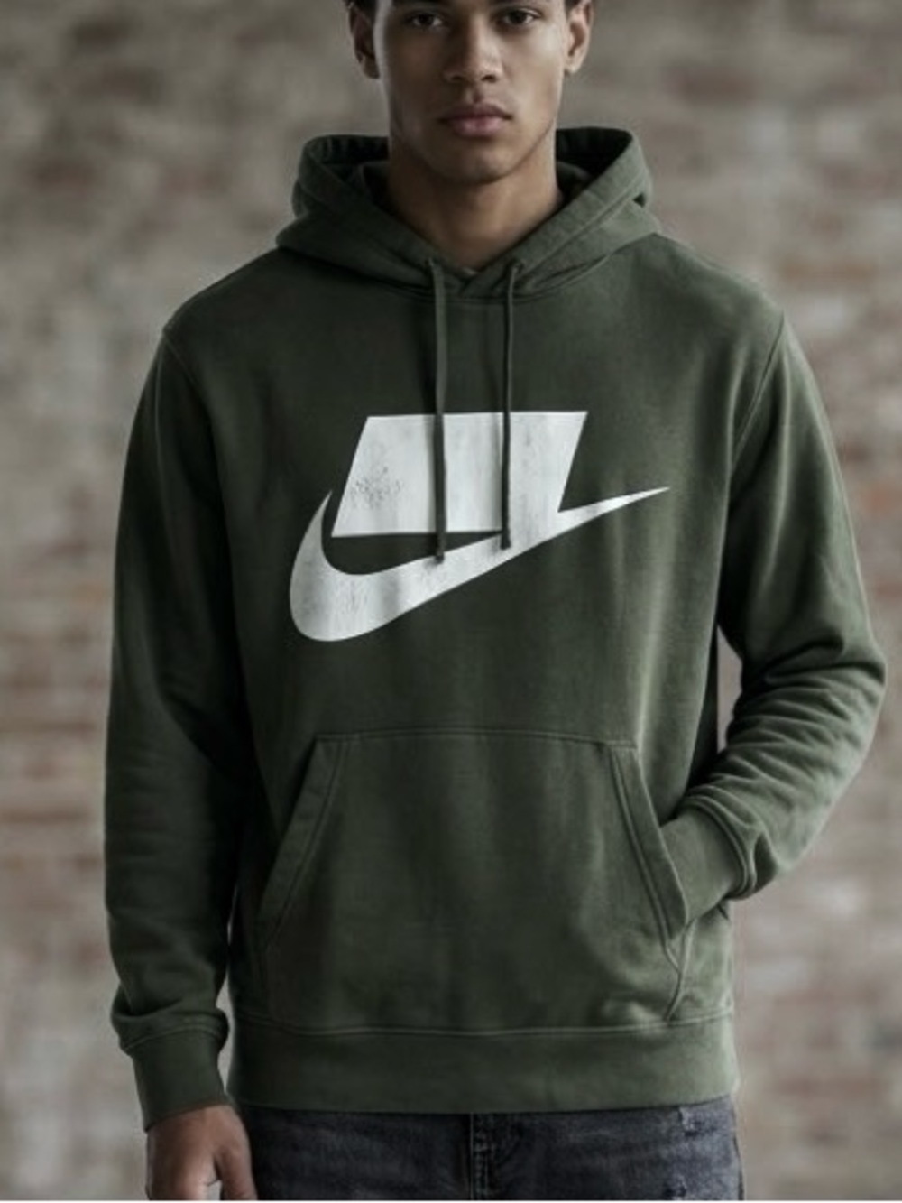 Nike Olive Green "NOT A SAMPLE" Back Logo Swoosh Hoodie Medium